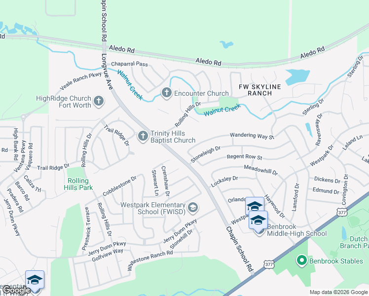 map of restaurants, bars, coffee shops, grocery stores, and more near 10180 Wandering Way Street in Benbrook