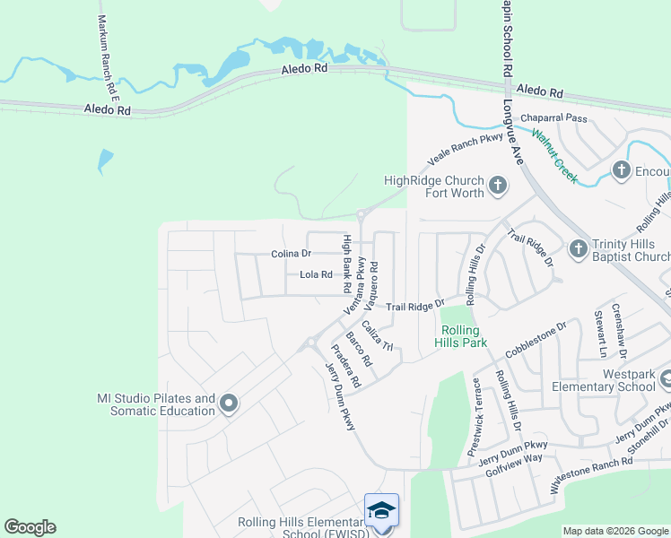 map of restaurants, bars, coffee shops, grocery stores, and more near 10313 Colina Drive in Fort Worth