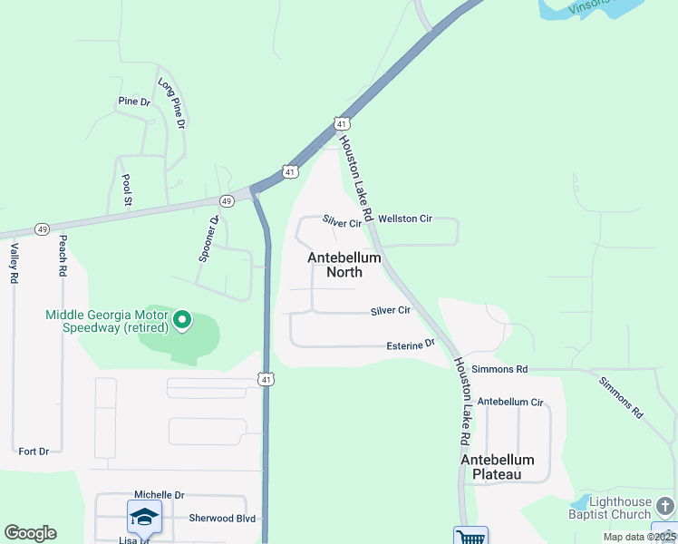 map of restaurants, bars, coffee shops, grocery stores, and more near 106 John Court in Warner Robins