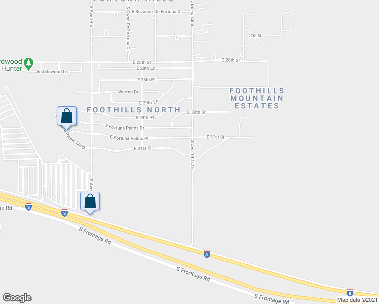 map of restaurants, bars, coffee shops, grocery stores, and more near 10824 South Avenue 14 1/2 East in Yuma