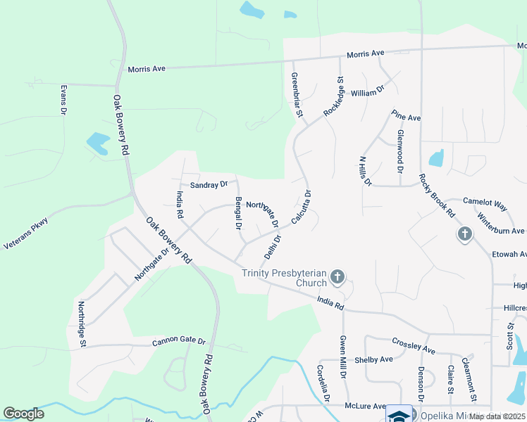map of restaurants, bars, coffee shops, grocery stores, and more near 1300 Northgate Drive in Opelika