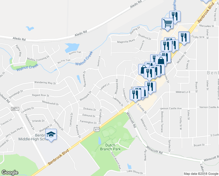 map of restaurants, bars, coffee shops, grocery stores, and more near 224 Lakeway Court in Fort Worth