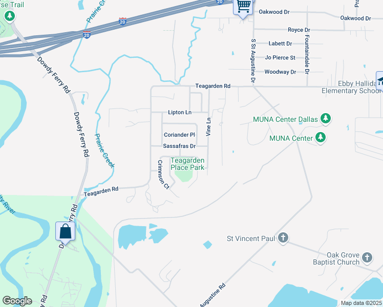 map of restaurants, bars, coffee shops, grocery stores, and more near 9359 Crimnson Court in Dallas