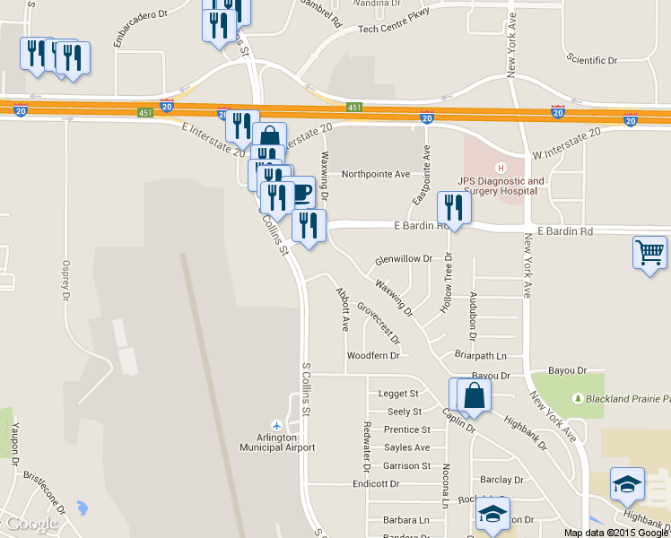 map of restaurants, bars, coffee shops, grocery stores, and more near 4719 Abbott Avenue in Arlington