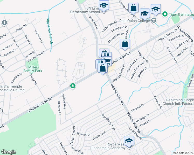 map of restaurants, bars, coffee shops, grocery stores, and more near 6171 Bonnie View Road in Dallas