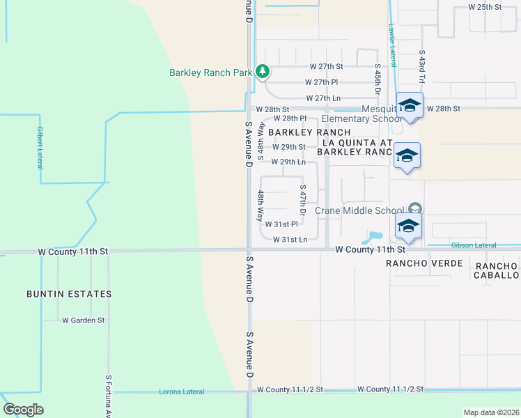 map of restaurants, bars, coffee shops, grocery stores, and more near 3084 48th Way in Yuma