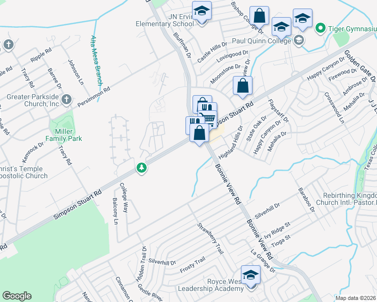 map of restaurants, bars, coffee shops, grocery stores, and more near 6171 Bonnie View Road in Dallas