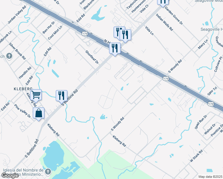map of restaurants, bars, coffee shops, grocery stores, and more near 2112 Blue Bayou Drive in Dallas