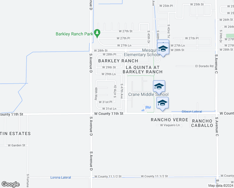 map of restaurants, bars, coffee shops, grocery stores, and more near 3065 South 47th Drive in Yuma