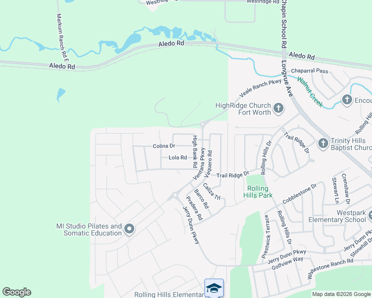 map of restaurants, bars, coffee shops, grocery stores, and more near 10313 Colina Drive in Fort Worth