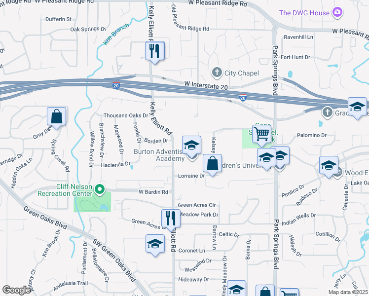 map of restaurants, bars, coffee shops, grocery stores, and more near 4510 Pleasantview Drive in Arlington