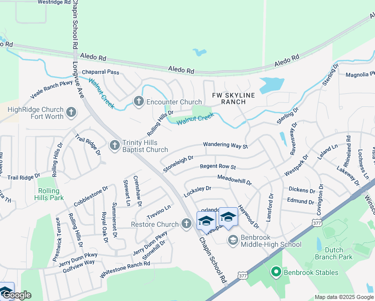 map of restaurants, bars, coffee shops, grocery stores, and more near 10149 Wandering Way Street in Benbrook