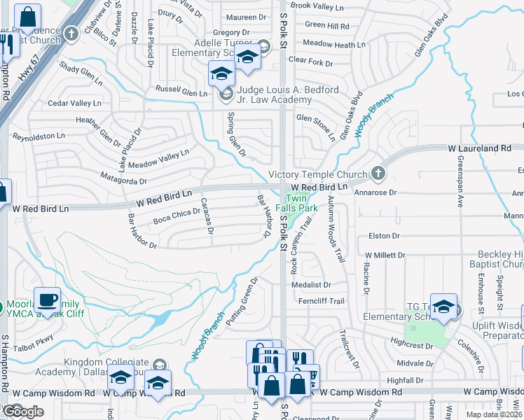 map of restaurants, bars, coffee shops, grocery stores, and more near 1221 Bar Harbor Dr in Dallas