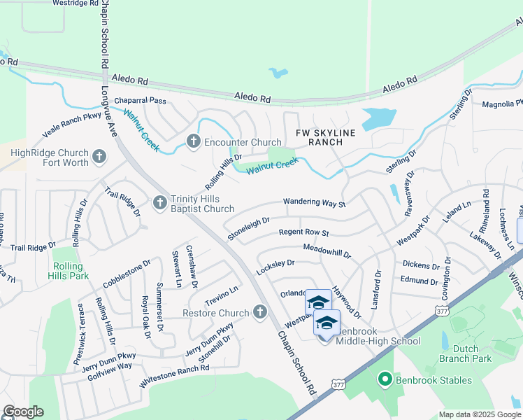 map of restaurants, bars, coffee shops, grocery stores, and more near 10149 Wandering Way Street in Benbrook