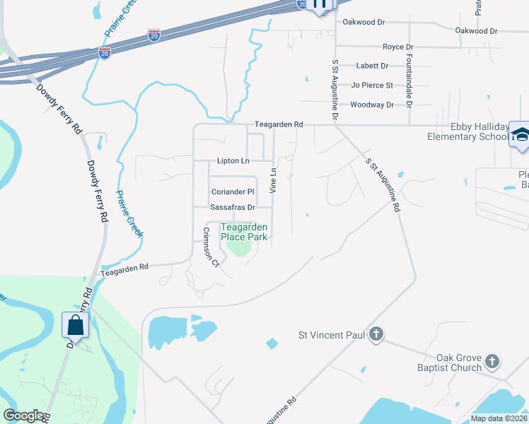 map of restaurants, bars, coffee shops, grocery stores, and more near 9436 Sassafras Drive in Dallas