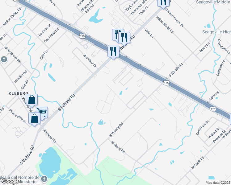 map of restaurants, bars, coffee shops, grocery stores, and more near 13814 Creek Crossing Drive in Dallas