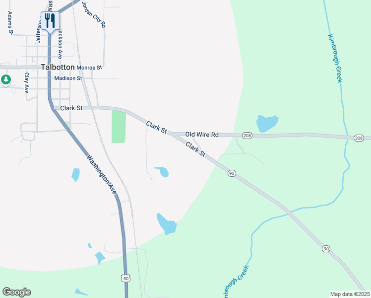 map of restaurants, bars, coffee shops, grocery stores, and more near 660 Clark Street in Talbotton