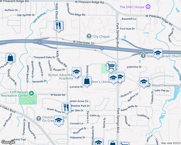 map of restaurants, bars, coffee shops, grocery stores, and more near 4509 Kelsey Lane in Arlington