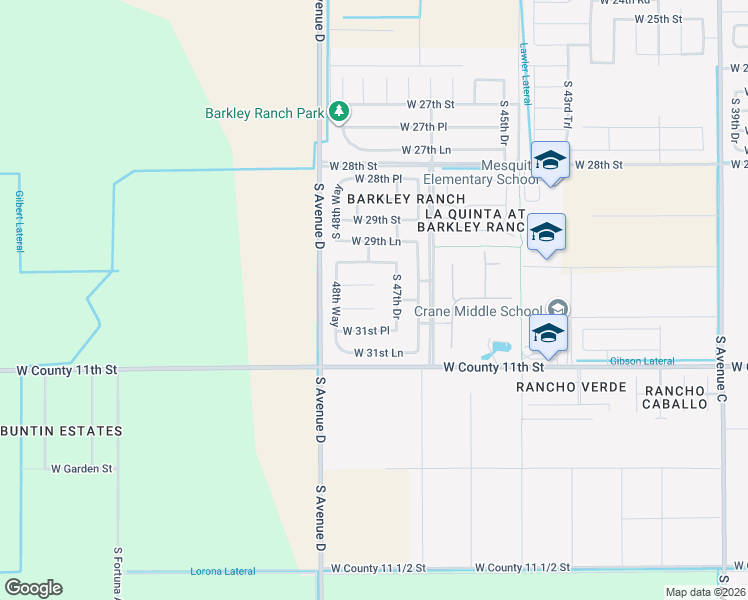 map of restaurants, bars, coffee shops, grocery stores, and more near 4806 West 31st Street in Yuma