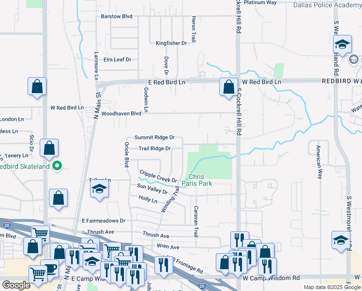 map of restaurants, bars, coffee shops, grocery stores, and more near 1350 Driftwood Drive in Duncanville