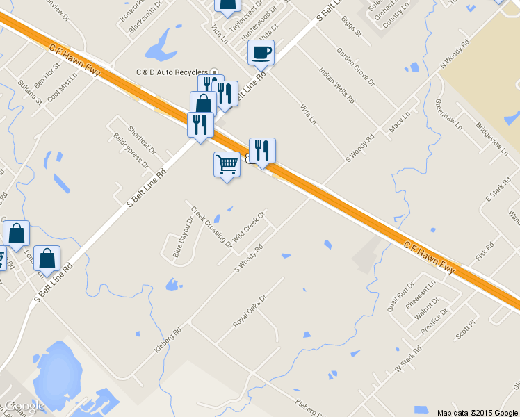 map of restaurants, bars, coffee shops, grocery stores, and more near 14006 Caltha Drive in Dallas