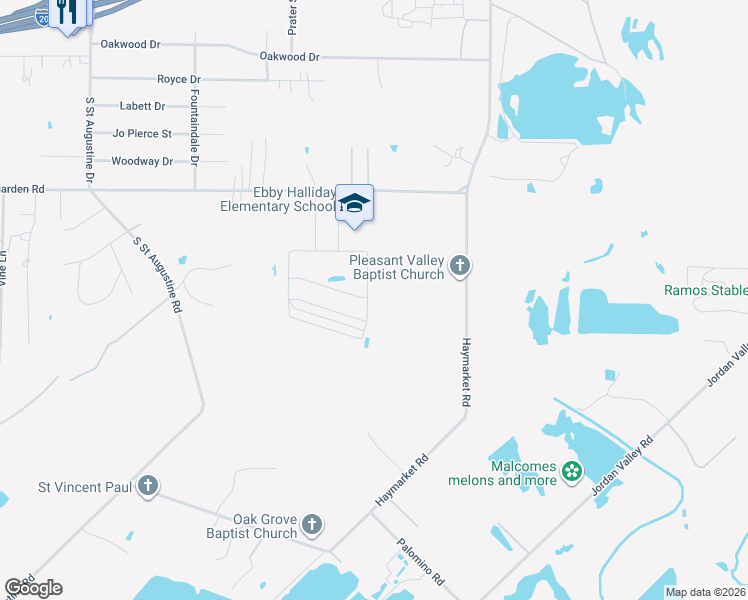 map of restaurants, bars, coffee shops, grocery stores, and more near 2069 Haymarket Road in Dallas