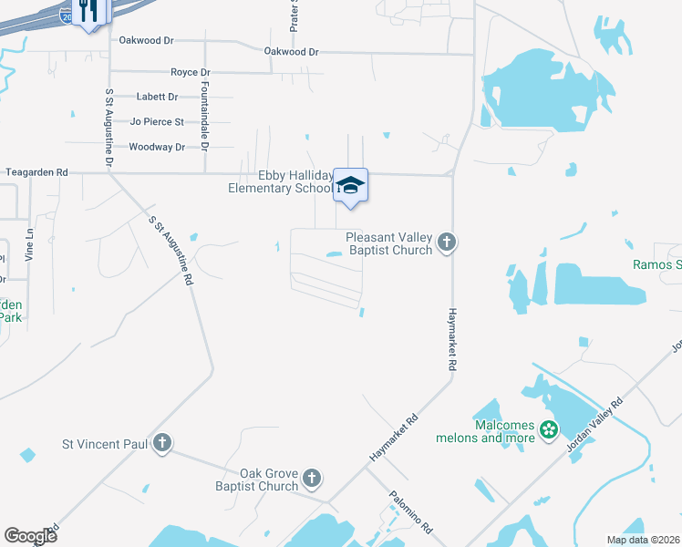 map of restaurants, bars, coffee shops, grocery stores, and more near Education Way in Dallas