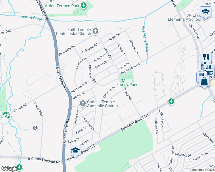 map of restaurants, bars, coffee shops, grocery stores, and more near 6042 Kemrock Drive in Dallas