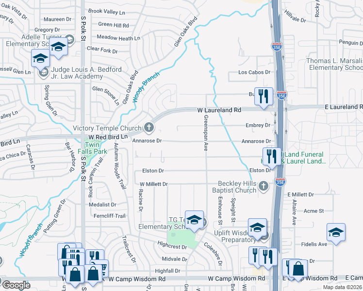map of restaurants, bars, coffee shops, grocery stores, and more near 547 Mannington Drive in Dallas