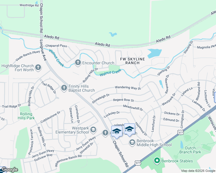 map of restaurants, bars, coffee shops, grocery stores, and more near 10149 Wandering Way Street in Benbrook