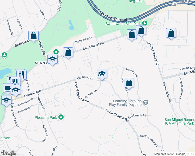 map of restaurants, bars, coffee shops, grocery stores, and more near 5741 Central Avenue in Bonita