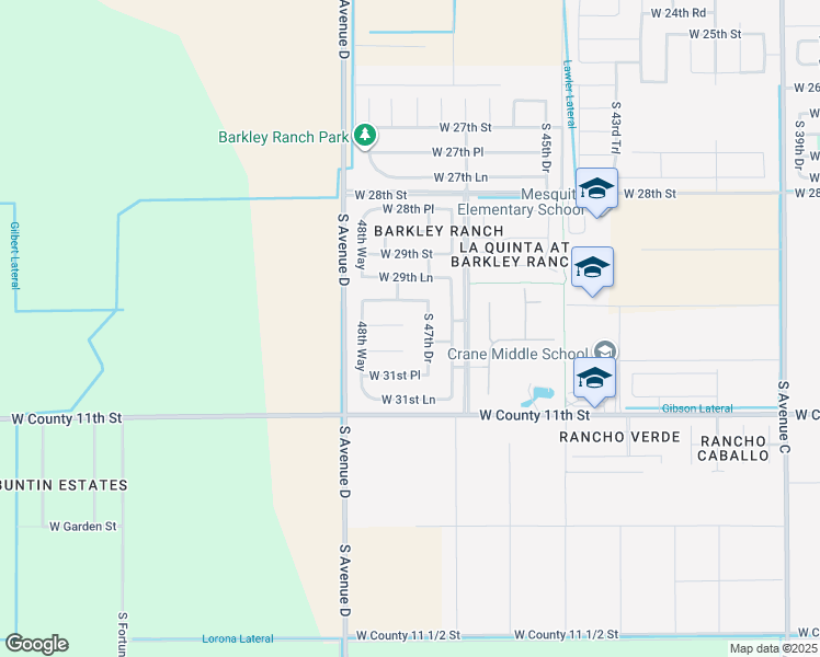 map of restaurants, bars, coffee shops, grocery stores, and more near 4801 30th Place in Yuma