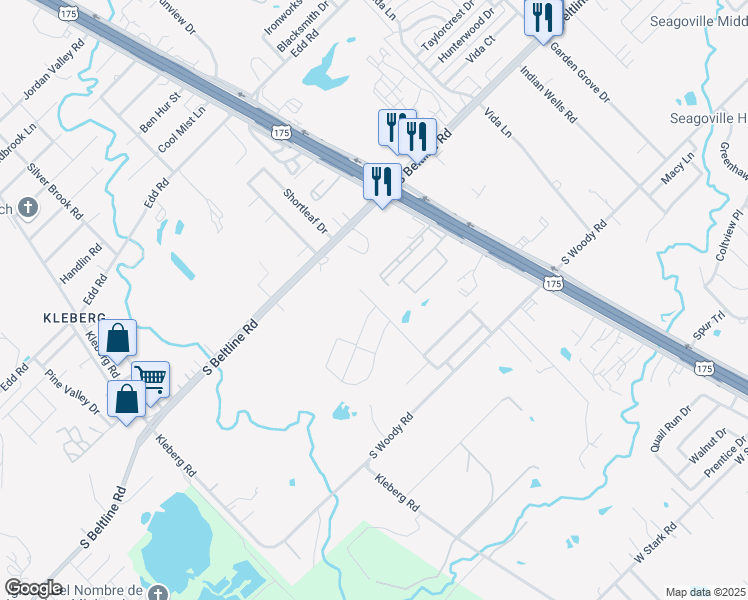 map of restaurants, bars, coffee shops, grocery stores, and more near 13730 Creek Crossing Drive in Dallas