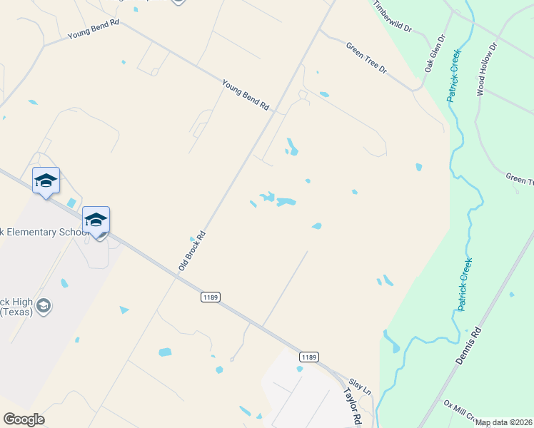 map of restaurants, bars, coffee shops, grocery stores, and more near 3401 Farm to Market Road 1189 in Brock