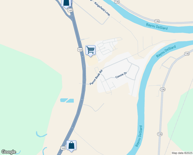 map of restaurants, bars, coffee shops, grocery stores, and more near Parrot Beak Road in Sterlington