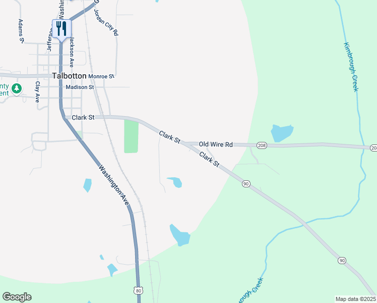 map of restaurants, bars, coffee shops, grocery stores, and more near 660 Clarke Street in Talbotton