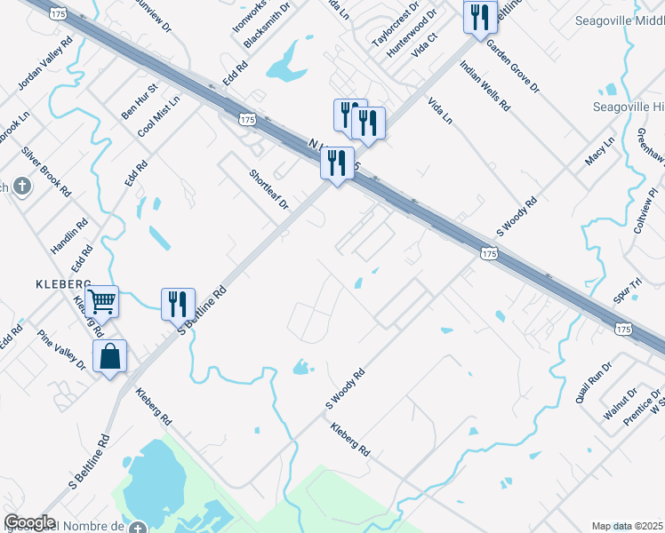 map of restaurants, bars, coffee shops, grocery stores, and more near 13730 Creek Crossing Drive in Dallas