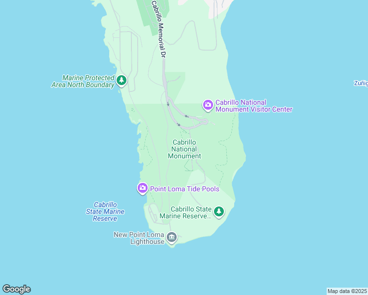 map of restaurants, bars, coffee shops, grocery stores, and more near 1800 Cabrillo Memorial Drive in San Diego