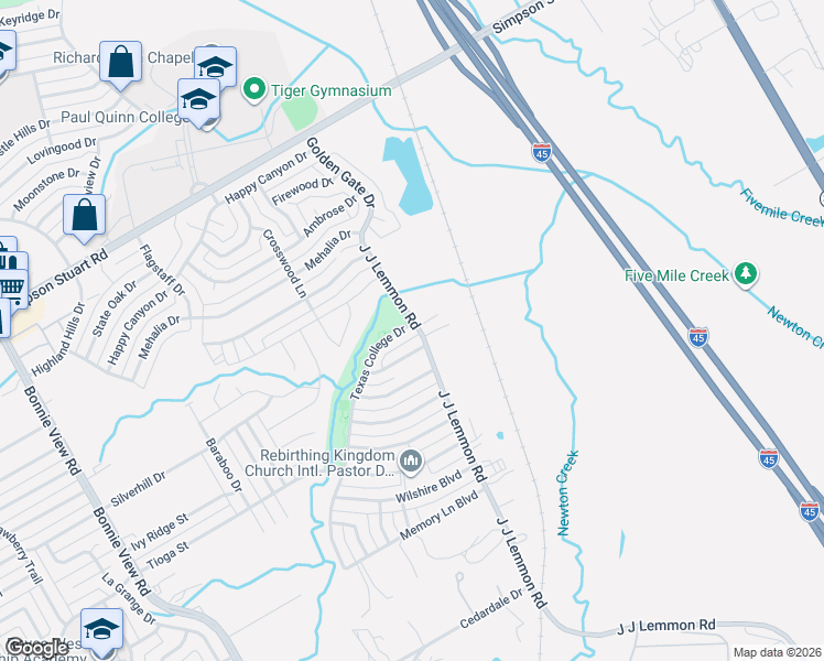 map of restaurants, bars, coffee shops, grocery stores, and more near 6190 J J Lemmon Road in Dallas