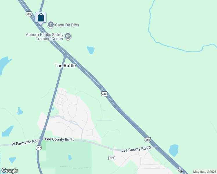 map of restaurants, bars, coffee shops, grocery stores, and more near 6954 U.S. Highway 280 West in Opelika