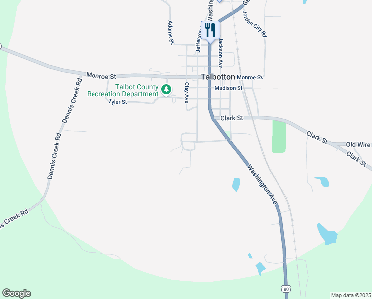 map of restaurants, bars, coffee shops, grocery stores, and more near 310 Jefferson Street in Talbotton