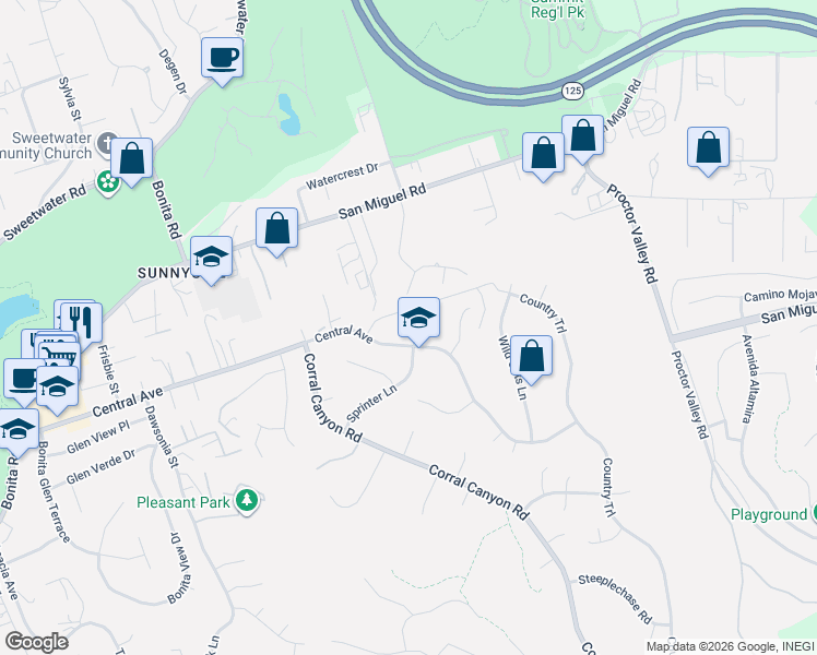 map of restaurants, bars, coffee shops, grocery stores, and more near 5762 Sprinter Lane in Bonita