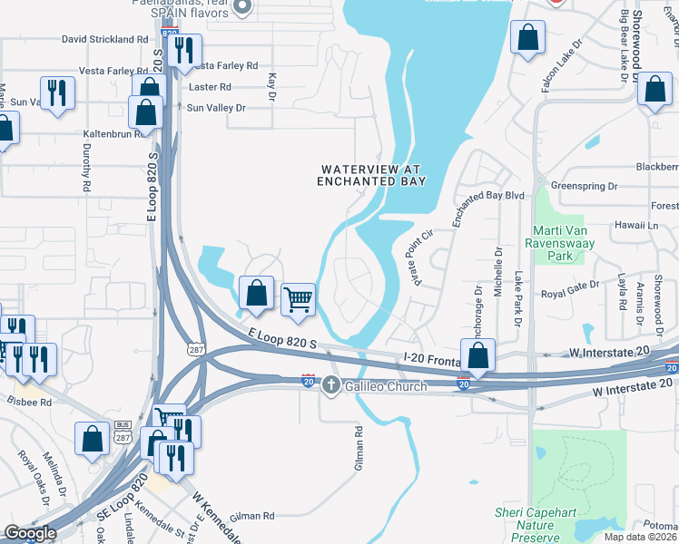 map of restaurants, bars, coffee shops, grocery stores, and more near 4770 Treasure Island Trail in Arlington