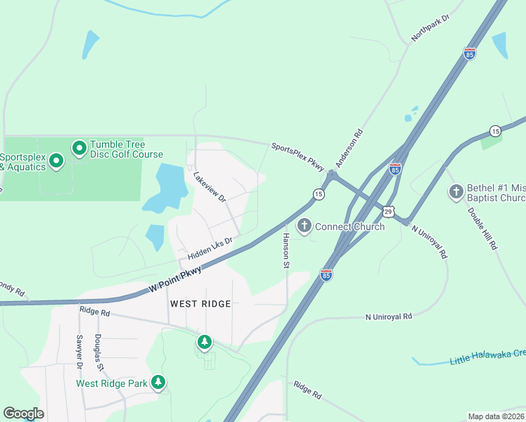map of restaurants, bars, coffee shops, grocery stores, and more near 2000 West Point Parkway in Opelika