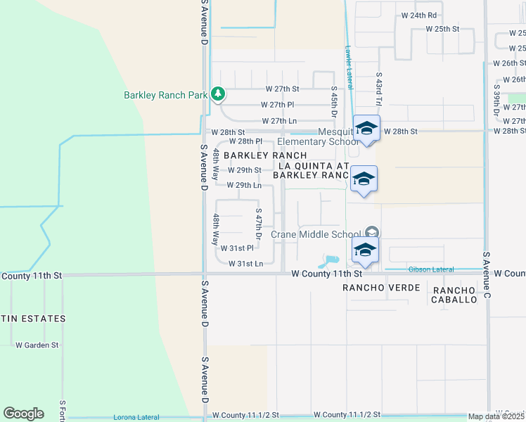 map of restaurants, bars, coffee shops, grocery stores, and more near 3025 South 47th Drive in Yuma