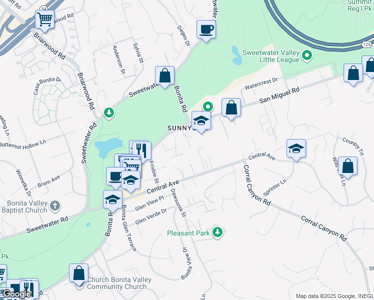 map of restaurants, bars, coffee shops, grocery stores, and more near 3558 Siembre Street in Bonita