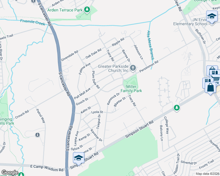 map of restaurants, bars, coffee shops, grocery stores, and more near 6050 Plum Dale Road in Dallas