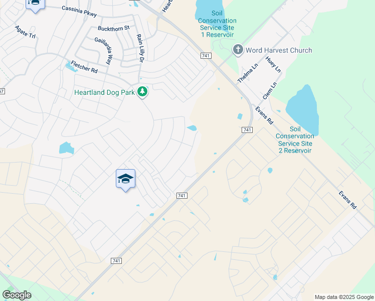 map of restaurants, bars, coffee shops, grocery stores, and more near 3947 Rochelle Lane in Crandall