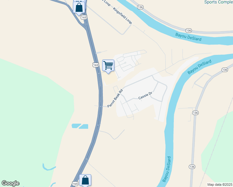 map of restaurants, bars, coffee shops, grocery stores, and more near 195 Parrot Beak Road in Sterlington
