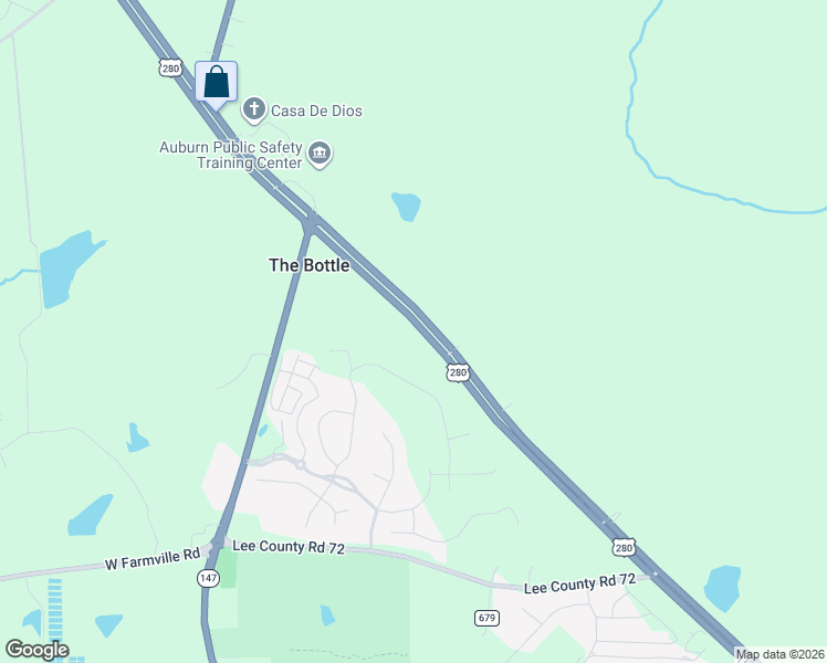 map of restaurants, bars, coffee shops, grocery stores, and more near 7045 U.S. Highway 280 West in Auburn